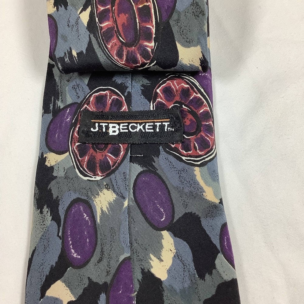 JT Beckett Men's Silk Neck Tie Abstract‎ Geometric Shell Pattern Purple